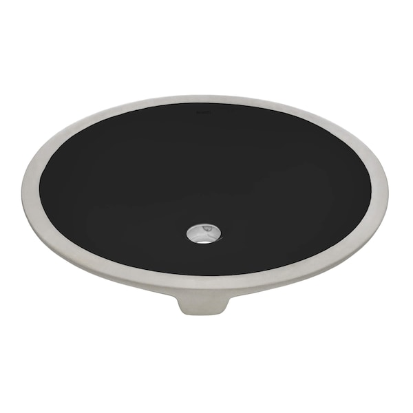 Ruvati 16 x 13 inch Undermount Bathroom Sink Black Oval Porcelain Ceramic with Overflow RVB0618BK - main